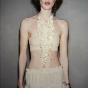 NWT Viral Zara Faux Mother of Pearl Bib Choker Necklace Tik Tok Insta